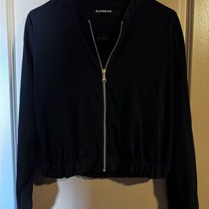 Express Black Women's Zip-Front Bomber Jacket